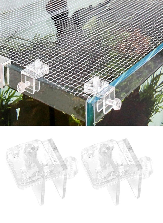 Youngy 2 Pieces Fish Tank Screen Net Holder Clamp Anti-Jump Net Mounting Clip Multifunctional Transparent Acrylic Clamps Fish Tank Glass Cover Clips - Image 2